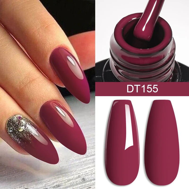 MEET ACROSS 7ml Wine Red Gel Nail Polish Long-Lasting French Style Gel Nail Supplies For Manicure DIY Design Nail Art Varnish