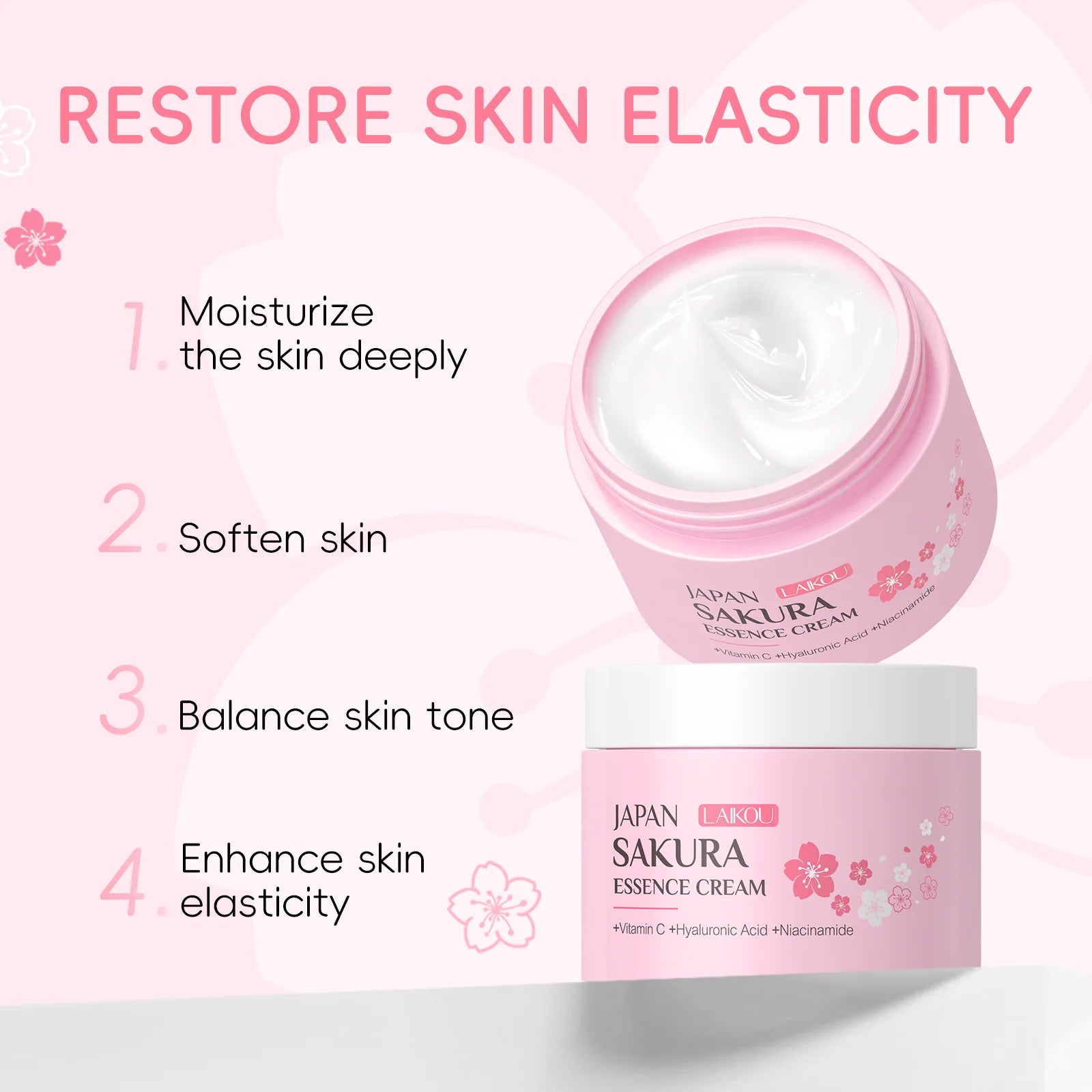 LAIKOU Sakura Hydrating Cream Moisturizer Whitening Nourishing Oil Control Moisturizing & Repairing Deep Hydration Lock Gentle