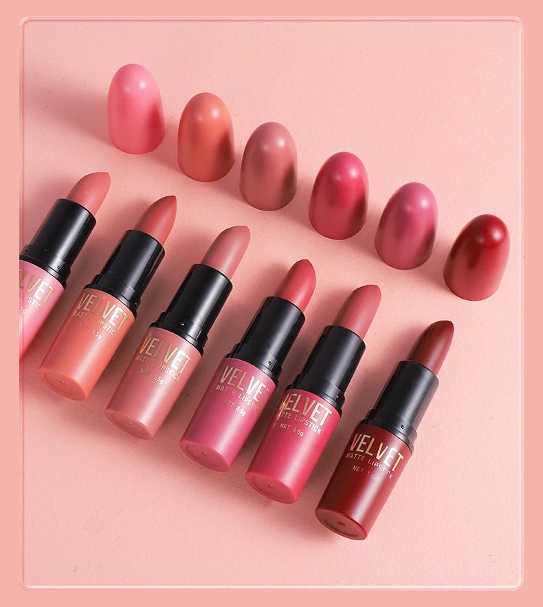 Matte Lipstick Set with Matte Finish, Waterproof and Not Easy to Stick to Cups, 6-Color Gift Box Lipstick Set