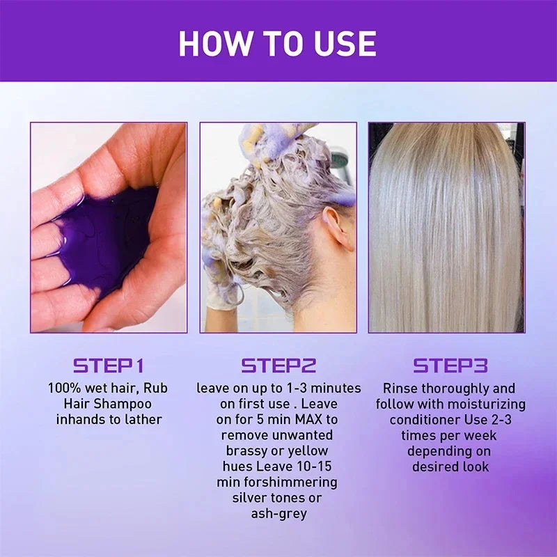 Color Fixing Hair Dye Shampoo to Cover Gray Hair Fade Yellow After Bleach Hair Shampoo Non-irritating Purple Shampoo for Blonde