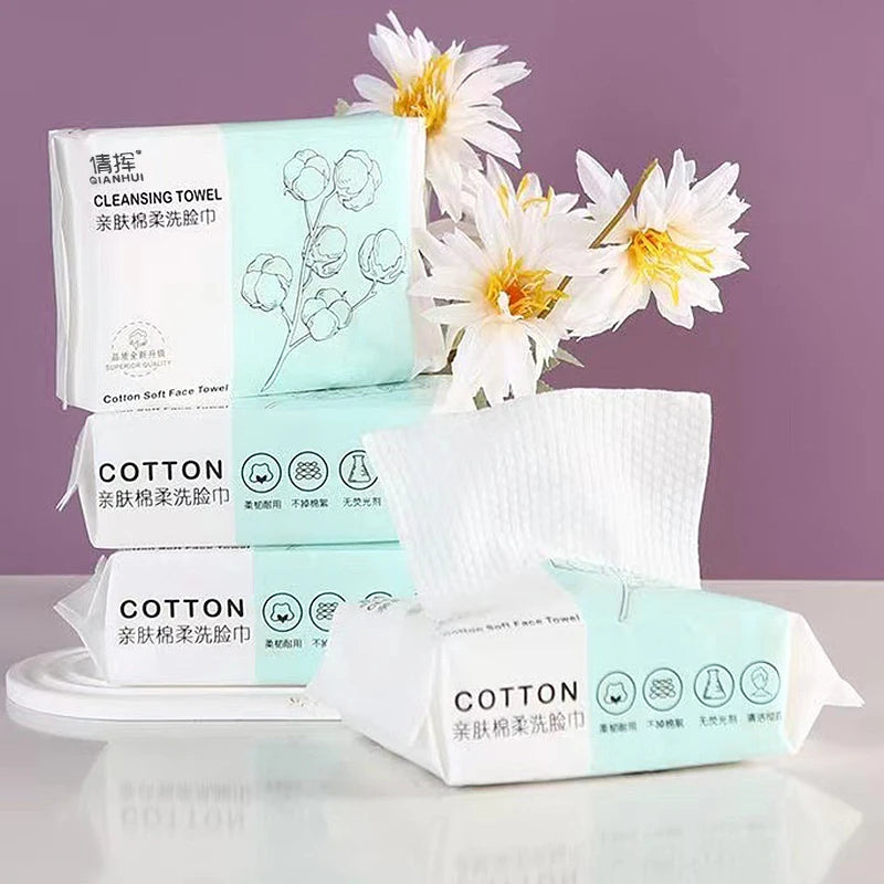 100 Pumps Thickened Disposable Face Towel 100Cotton Soft Fabric Travel Cleansing Dry Wet Makeup Remover Pearl Cotton Reusable