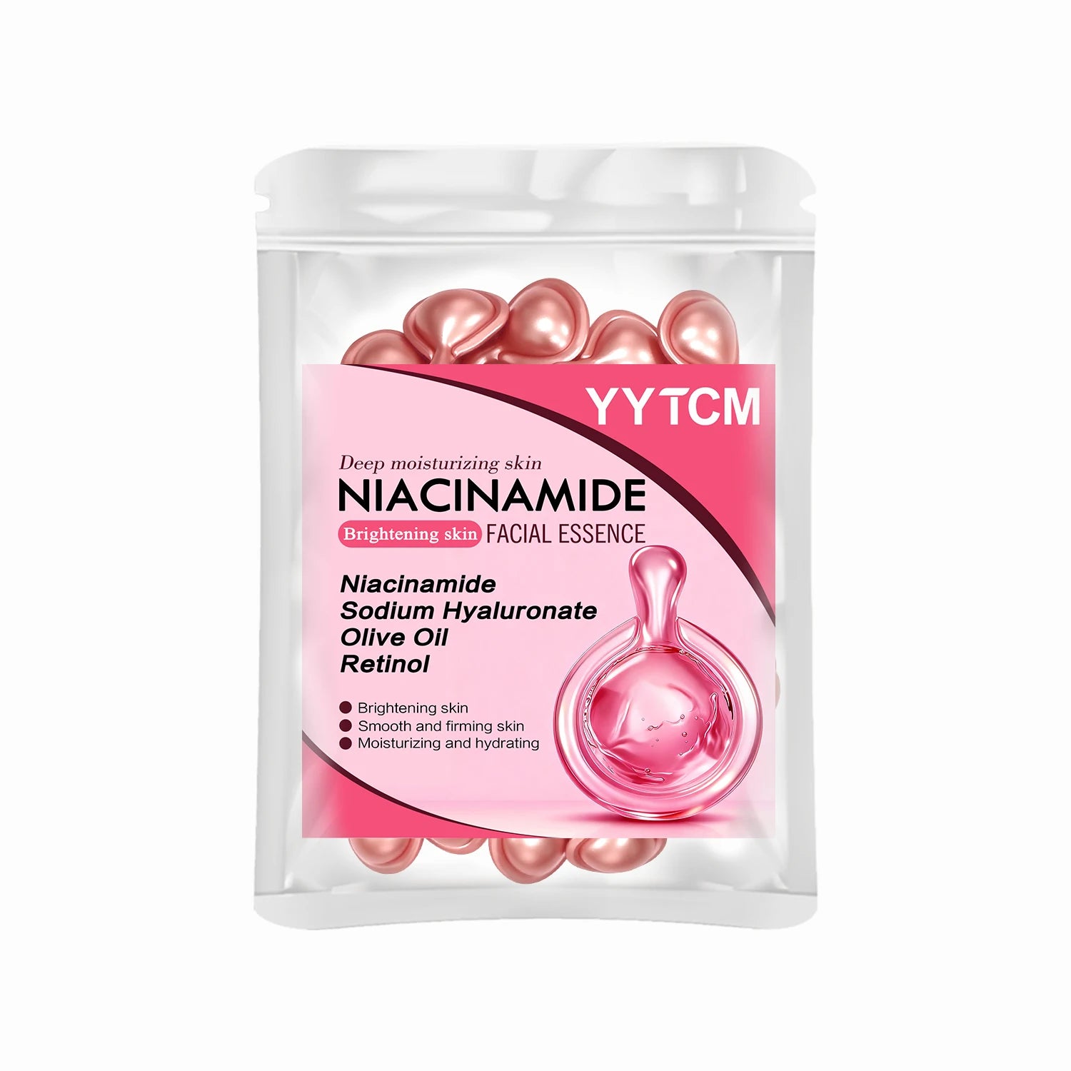 Niacinamide Facial Essence Capsules, Containing Retinol, Olive Fruit Oil, Gardenia Extract, Brighten Skin Tone, Moisturize and Hydrate, Smooth and Refine Skin (0.5Gx30 Capsules)/Bag-1 Bag