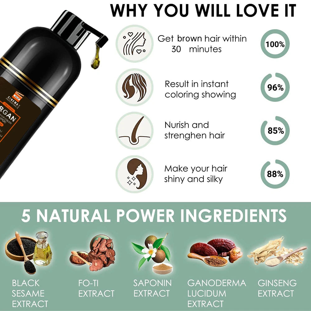 420ml Hair Dye,3-in-1 Hair Dye Shampoo Rapid Hair,Cleansing & Moisturising,Smoothing Black Hair Coloring Shampoo,Hair Care