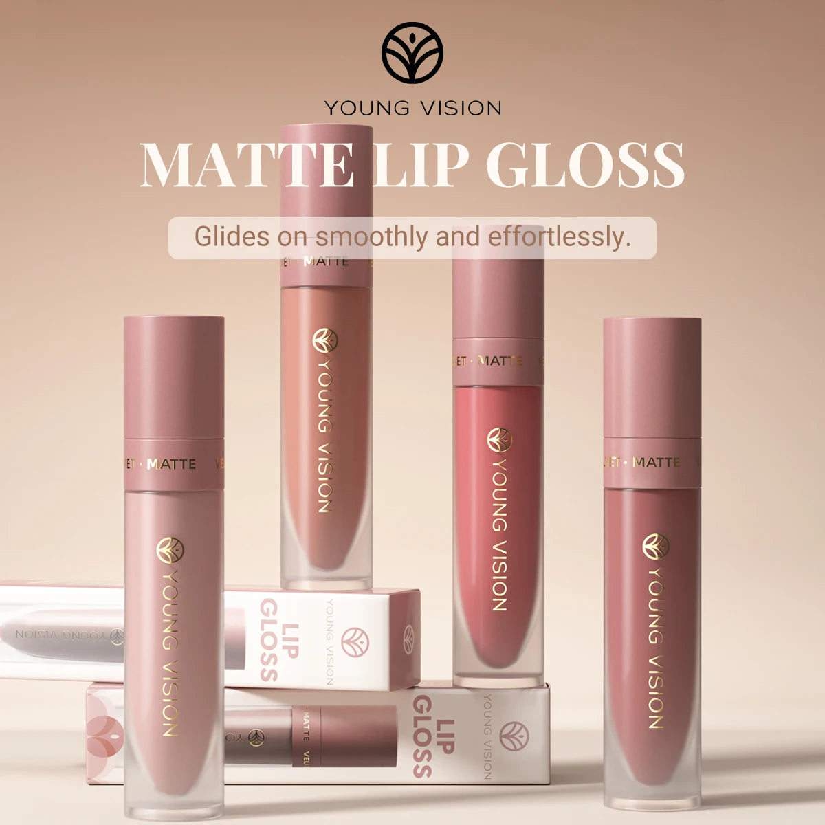 DUNUF Matte Velvet Lip Gloss, 3D Plumping & Waterproof, Square Tube Lipstick, Easy Application, 8 Shades (All-in-One)