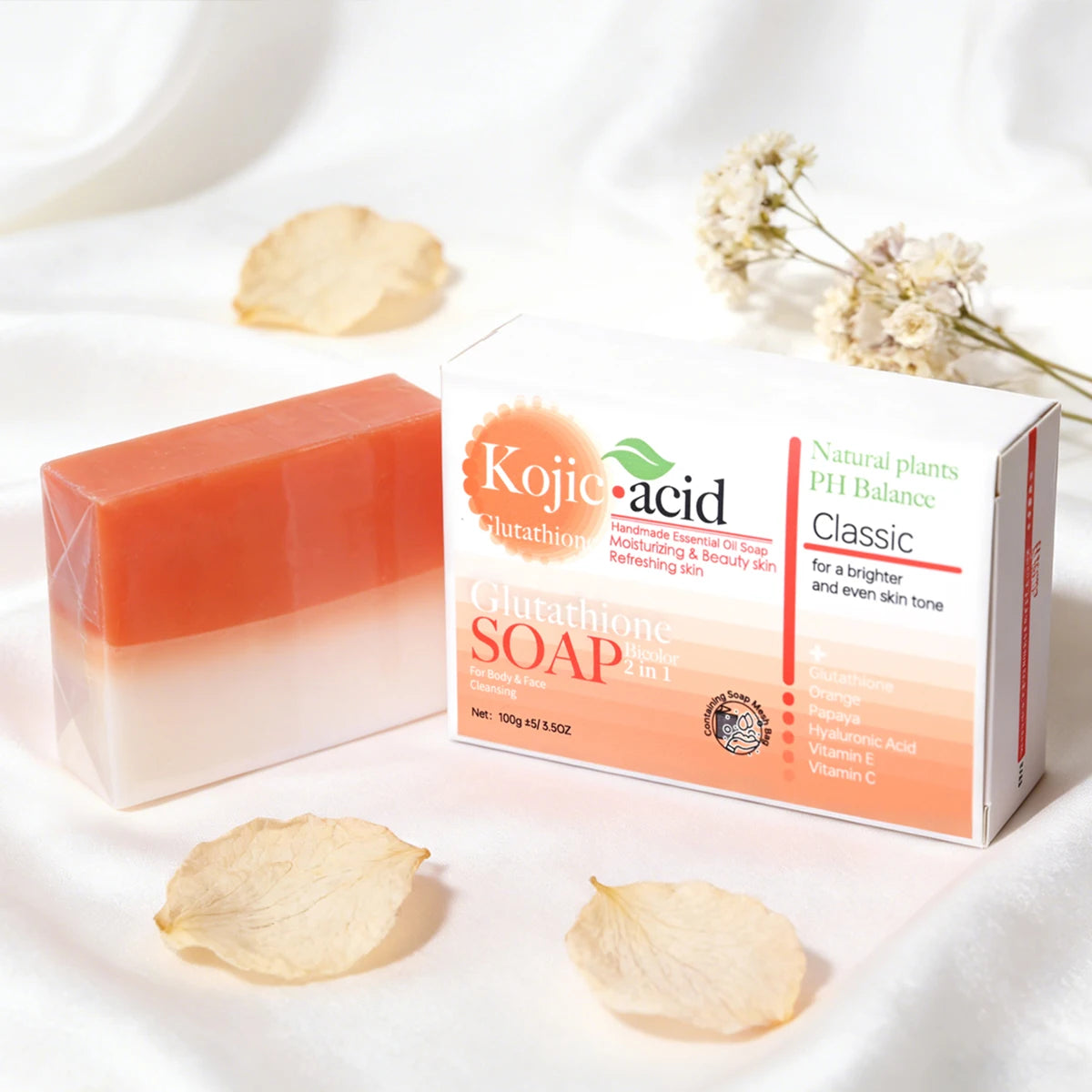 Hot Selling Organic 100g  Kojic Acid+Glutathione Soap Bar Honey Anti-Acne Aid  Whitening Bath Face