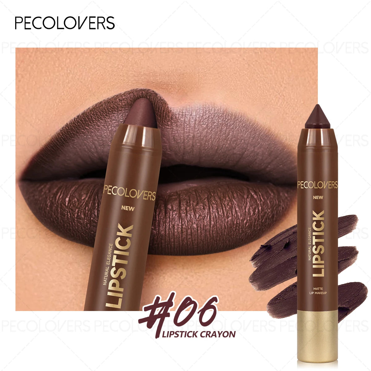 1PC Brown Matte Lip Liner Crayon, Smooth Application, Highly Pigmented, Long-lasting Wear, Lip Cosmetics