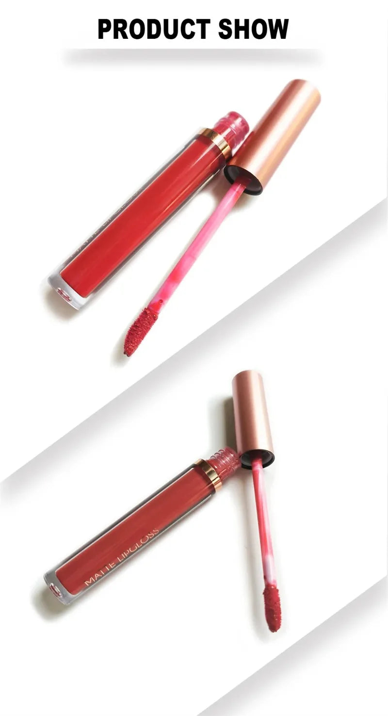 12 Colors Matte Velvet Sexy Lip Gloss Waterproof Long-Lasting Non-stick Cup Lip Glaze Nude Liquid Lipstick Lips Makeup Cosmetics