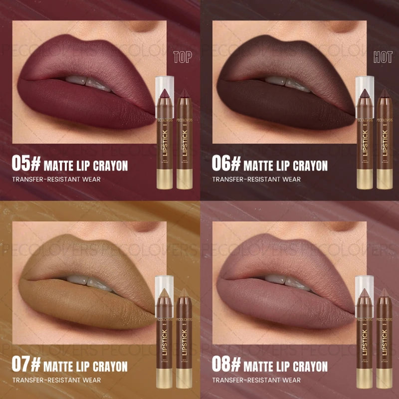 1PC Brown Matte Lip Liner Crayon, Smooth Application, Highly Pigmented, Long-lasting Wear, Lip Cosmetics