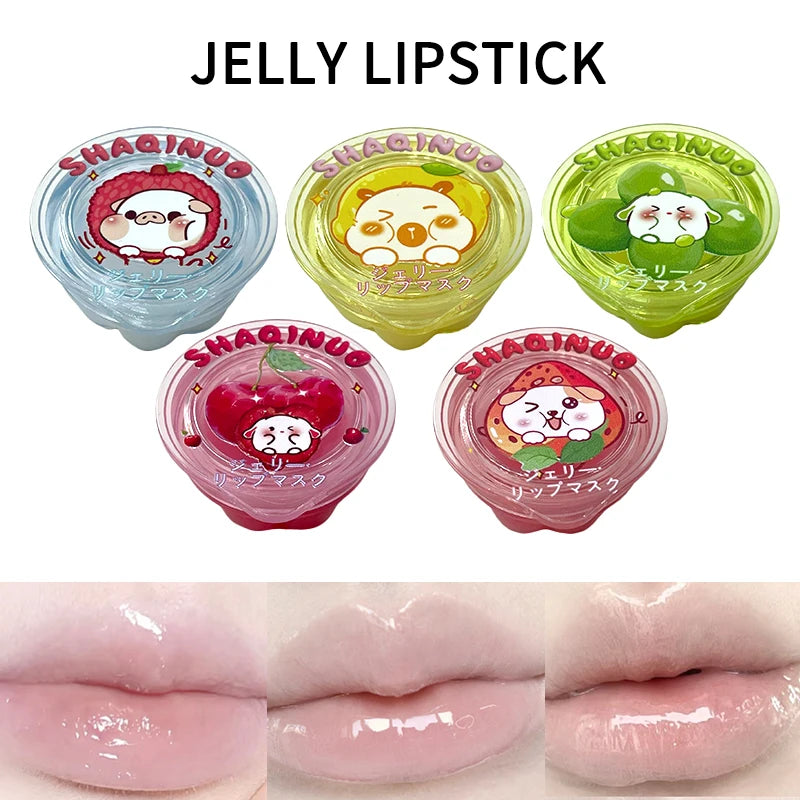 Shaqinuo Jelly Lip Mask Moisturizing and Hydrating Sleep Fruit Lip Balm for Students to Reduce Lip Lines and Prevent Dryness, a Christmas Gift Essential for Autumn and Winter.