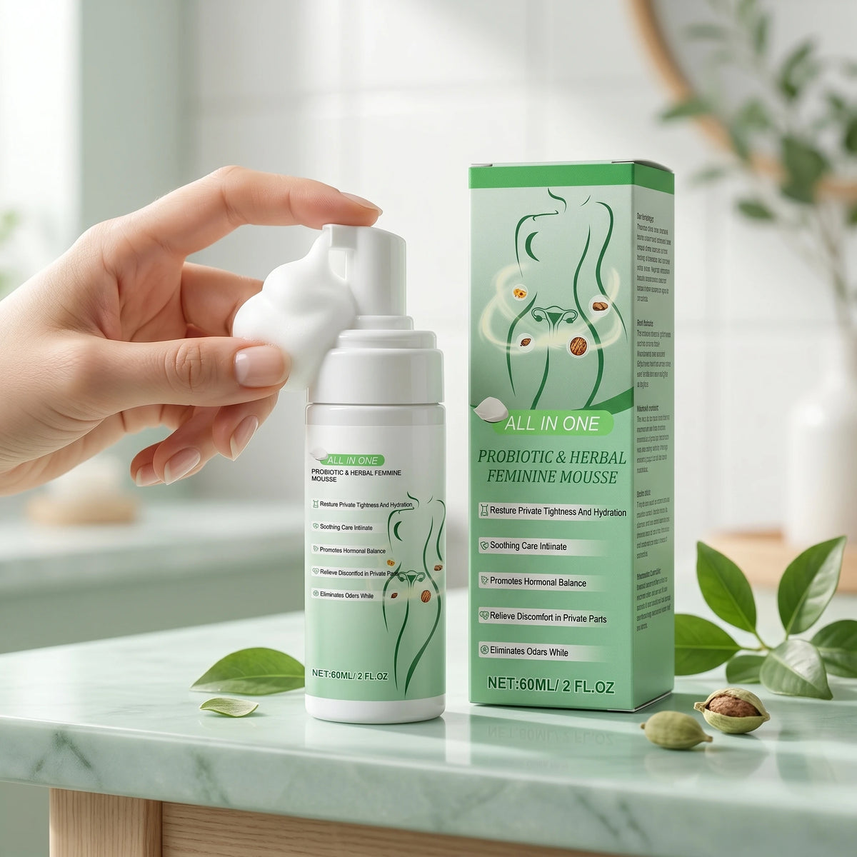 Herbal Women Private Part Care Hygiene Cleansing Mousse PH Balanced Relieve Local Discomfort Remove Odor Daily lasting Protect