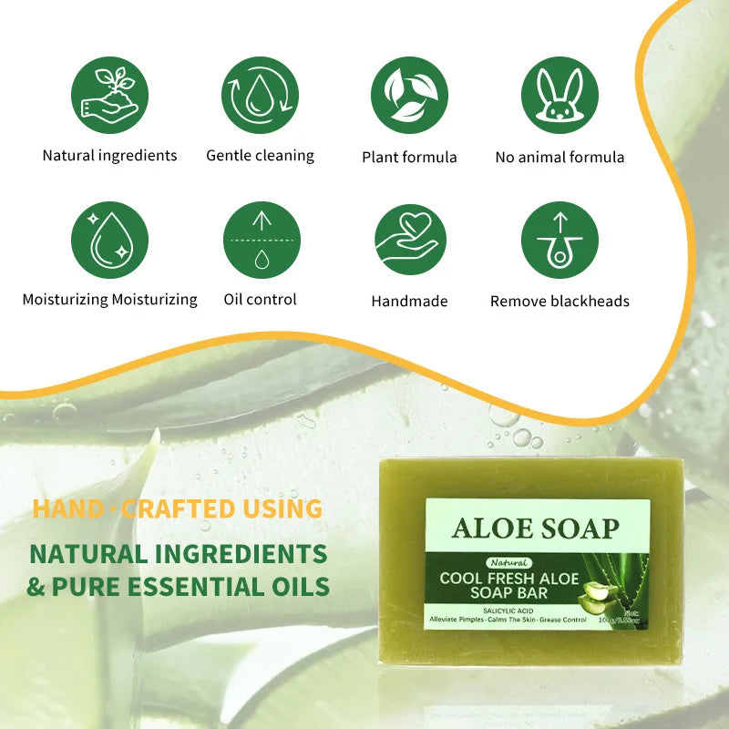 1/2/4/6Pcs Aloe Vera Whitening Soap, Remove Acne, Pimples, Skin Radiant, Improve Skin Luster, Vegan Bath Wash for All Skin Types