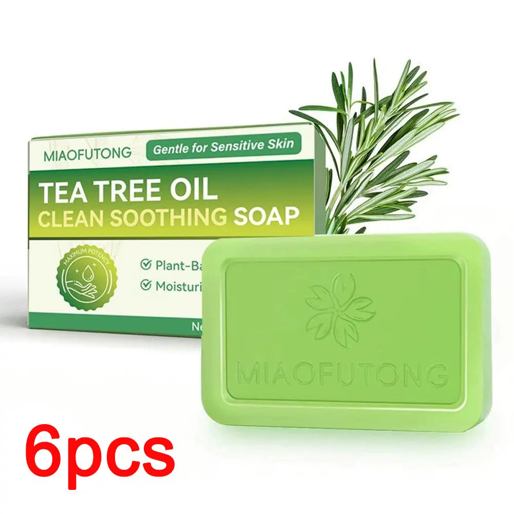 Tea Tree Oil Soap Bar for Men Women Natural Plant Extract Handmade Soap Deep Cleansing Soothing for Dry Skin Exfoliate Skin Care