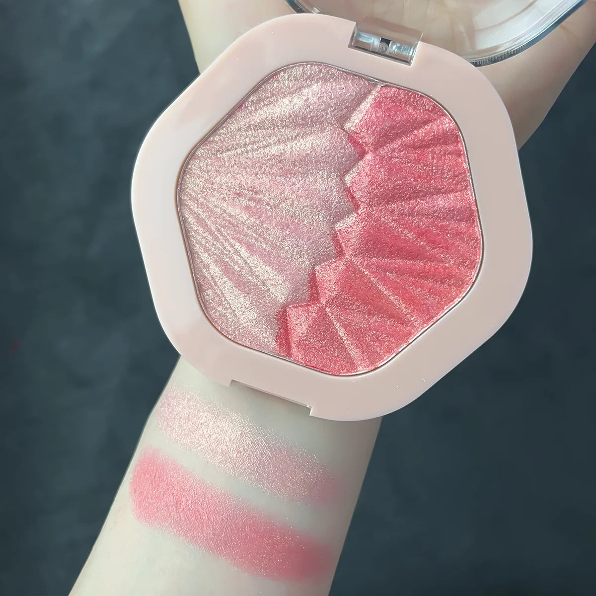 2-Color Blush Palette 2 in 1 Contouring Cream Face Cheek Blush Cream Makeup Sparkle Highlight Multicolor Makeup Blush