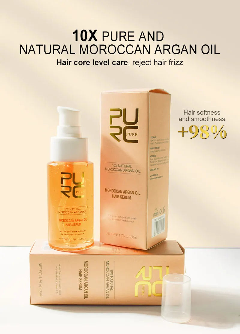 PURC Morocco Argan Oil For Hair Serum Repair Frizz Damage Hair Oil Scalp Treatment Smoothing Soft Hair Care Beauty Health 50ml