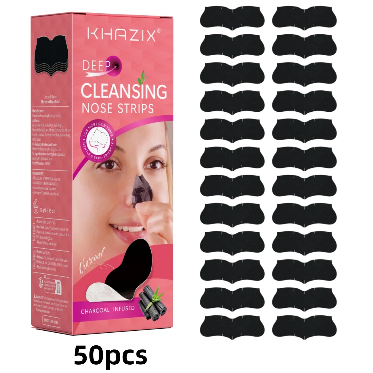 Natural Bamboo Charcoal Nose Strips, Deep Cleansing Blackheads, Gently Purify Pores & Absorb Impurities