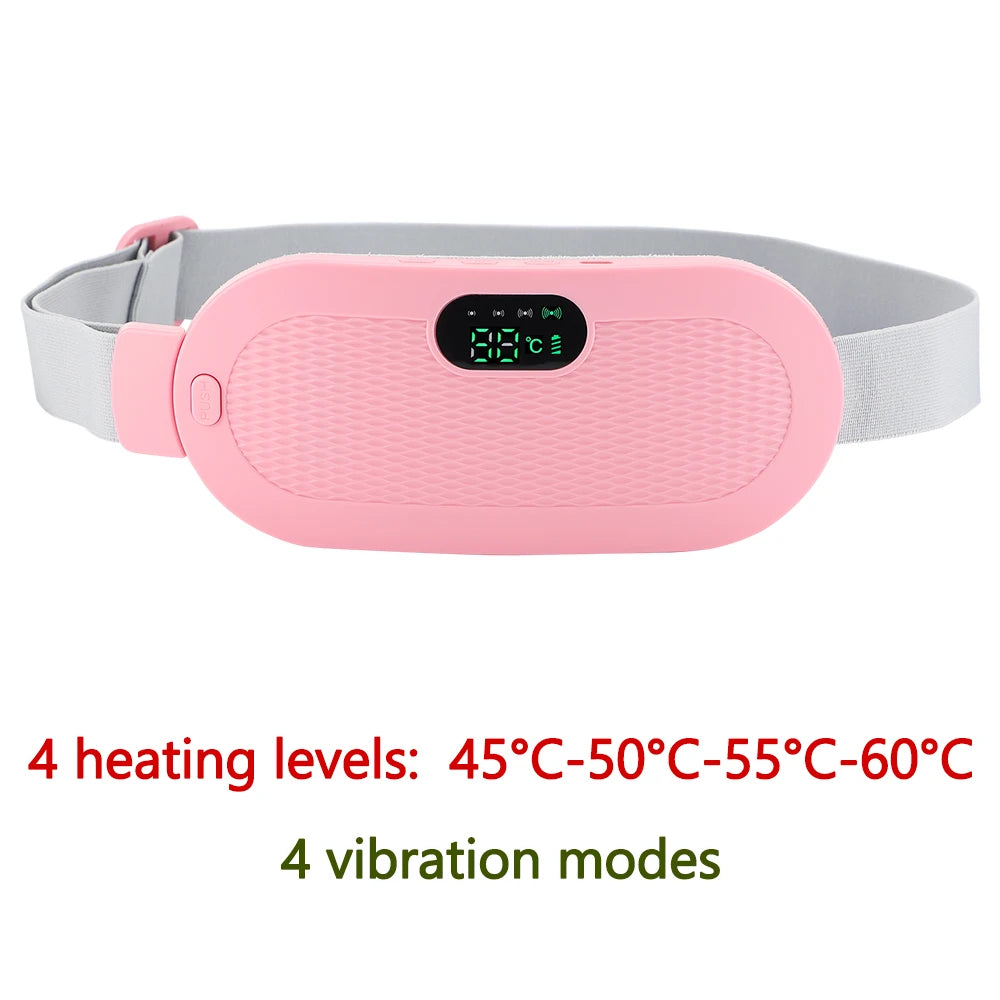 Menstrual Massager Electric Period Belt 4 Levels Heating & Vibration Hot Compress Woman Massage Brace Abdominal Lumbar Waist Pad