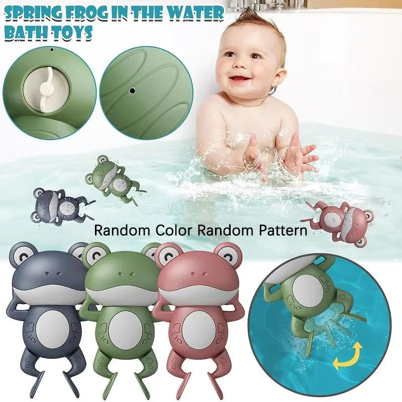 Baby Cute Animal Swimming Frog Shower Clockwork Toys When Baby Bath in Bathroom Baby Water Toy for Kids Clockwork Bath Toys Gift