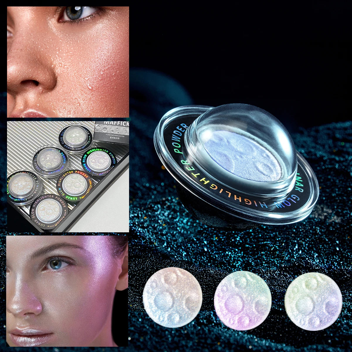 Planet Highlighter Powder Brightens the Whole Body, with a Burst of Nasal Shadows and a Three-Dimensional Highlight on the Face