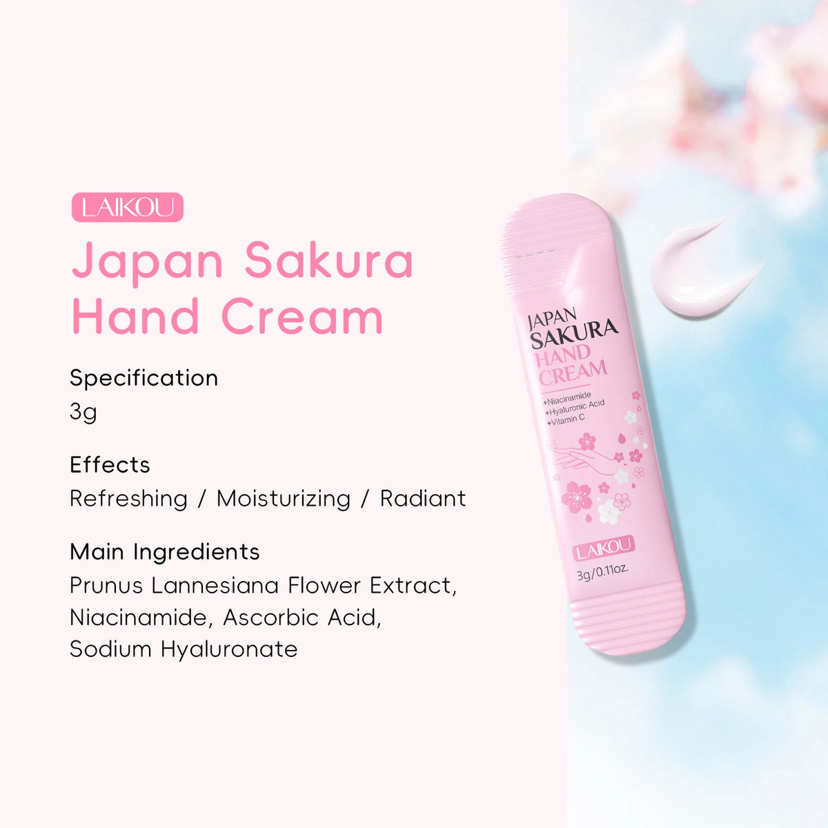LAIKOU Cherry Blossom Hand Cream Moisturizing Nourishing Brightening Hydrating Hand Lotion Creams Intensive Repair Hand Balm