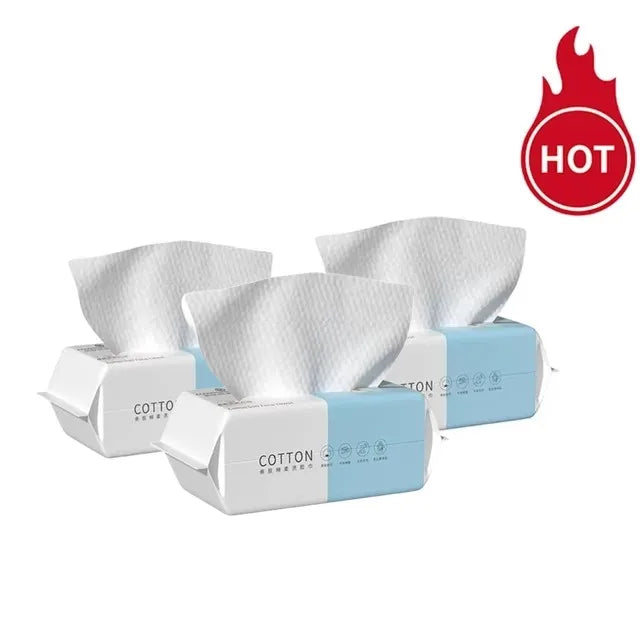 Natural Disposable Face Towel Travel Facial Cleansing Wet And Dry Makeup Remover Pearl Cotton Soft Makeup Nonwoven Towel
