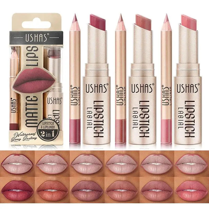 12 Color Matte Lipstick Set Long Lasting Nude Red Lipstick With Lipliner Not Dry Easy Coloring Lip Makeup Kit