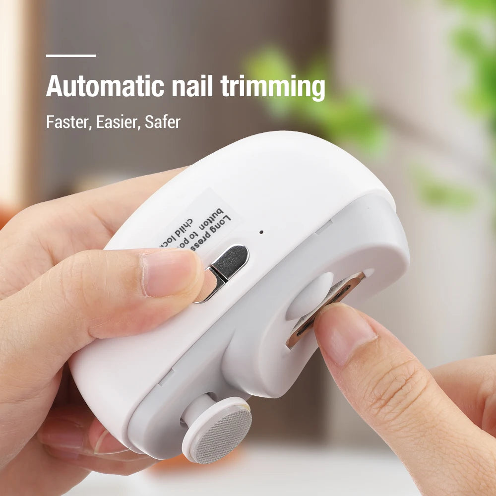 Electric Nail Clipper Cutter With LED Light 2in 1 Automatic Nail Grinder Trimmer For Baby Adult Mini Manicure Tools Nail Care