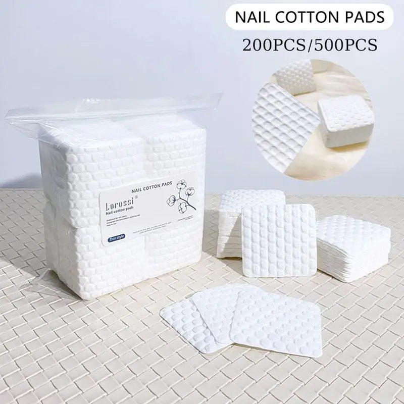 ●200/500Pcs White Nail Cotton Pad  For Nail Wipe Lint-Free Nail CottonGel Polish RemoverNail Art Cleaning Tool