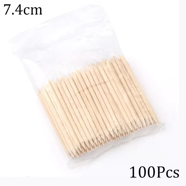 Optional 50Pcs 100Pcs Orange Wood Nail Sticks Double Sided Cuticle Pusher Rhinestone Dotting Tool Household Salon Manicure Pedicure Supply