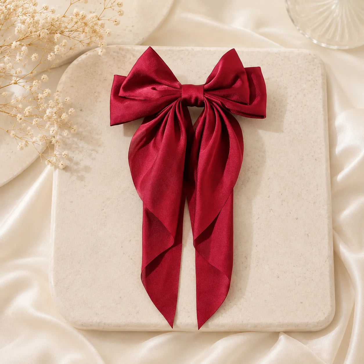 Large Satin Bow Hair Clip Women Korean Style Ribbons Bowknot Spring Clip Non Slip Hair Accessories for Girls Party Clamp Femme