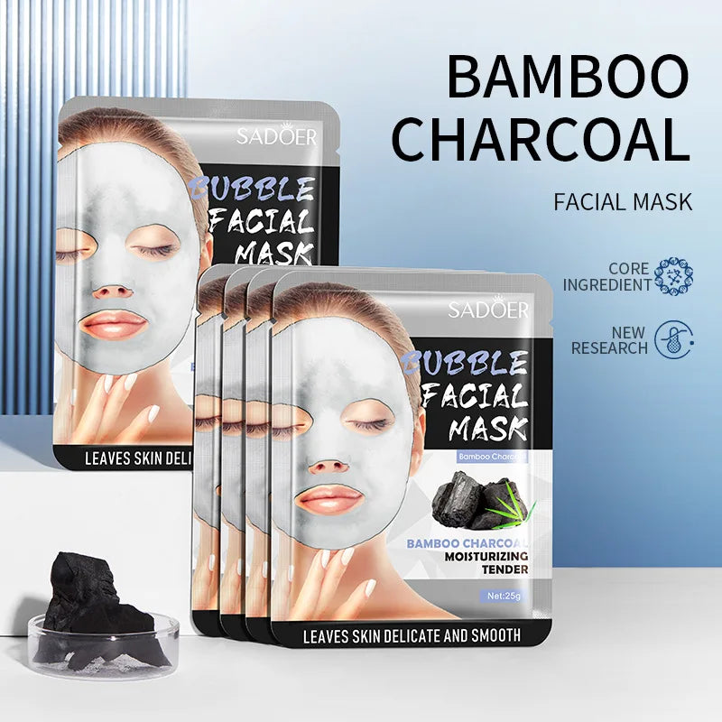 20 Pieces of Bamboo Charcoal Bubble Mask, Moisturizing and Nourishing, Deep Cleansing, Gentle and Skin-Friendly Texture, High-Fitting Mask That Can Purify and Soften the Skin