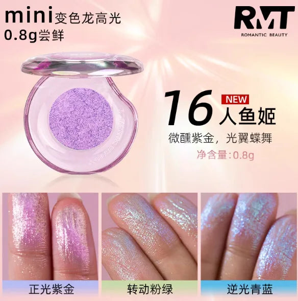 RMT High Gloss Chameleon Highlight Matte Purple Fine Powder Cream Blusher Shiny Face Brightening Integrated Plate ROMATIC Makeup