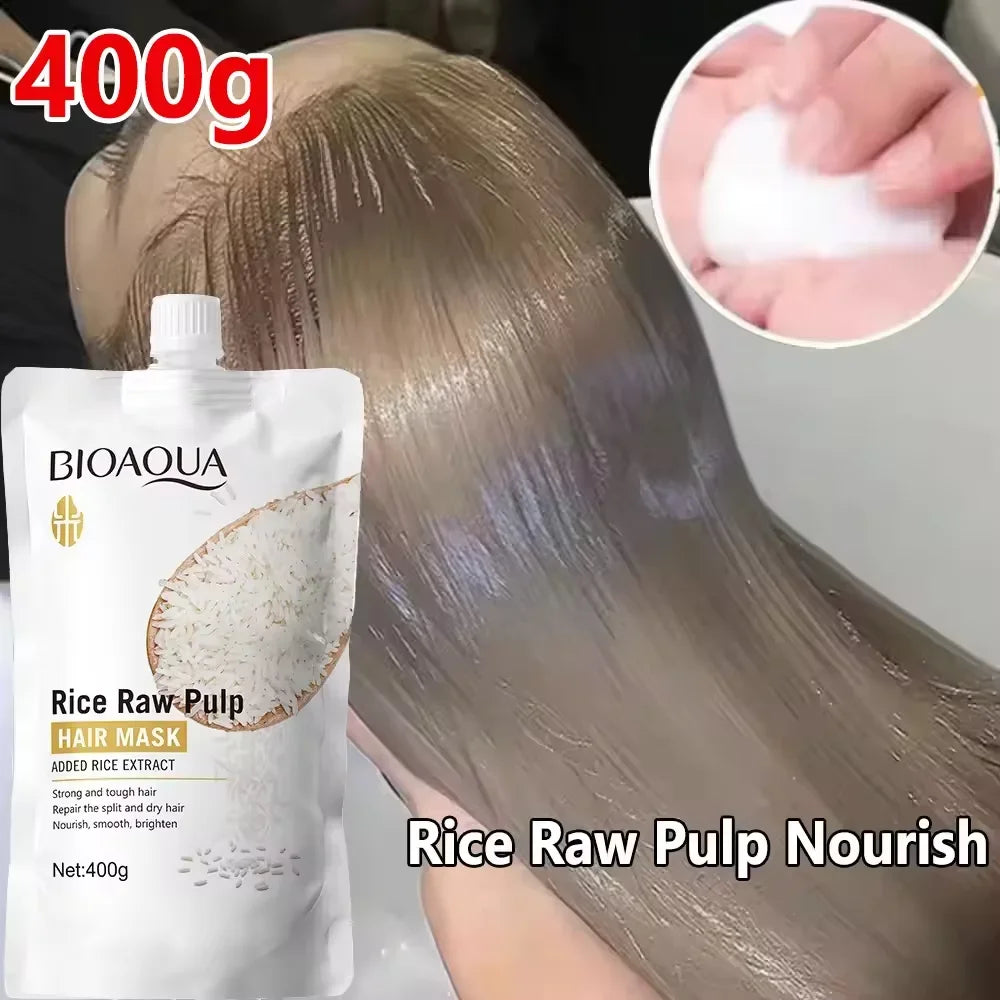 Rice Magic Keratin Hair Mask 5 Seconds Repair Damaged Frizzy Hair Soft Smooth Shine Moisturizing Nourishing Hair Root Care