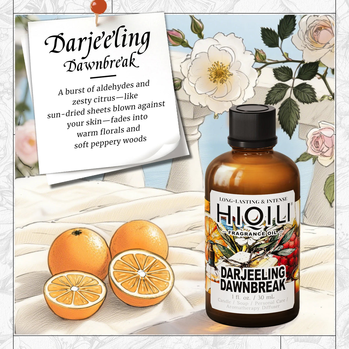 HIQILI New 30ml Perfume Oil Series, Vanilla/Lavender/Rose/Sandalwood 100% Natural Extract Perfume Oil, For Home Use, Humidifier