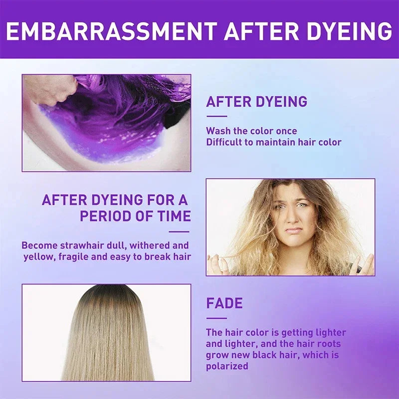 Color Fixing Hair Dye Shampoo to Cover Gray Hair Fade Yellow After Bleach Hair Shampoo Non-irritating Purple Shampoo for Blonde