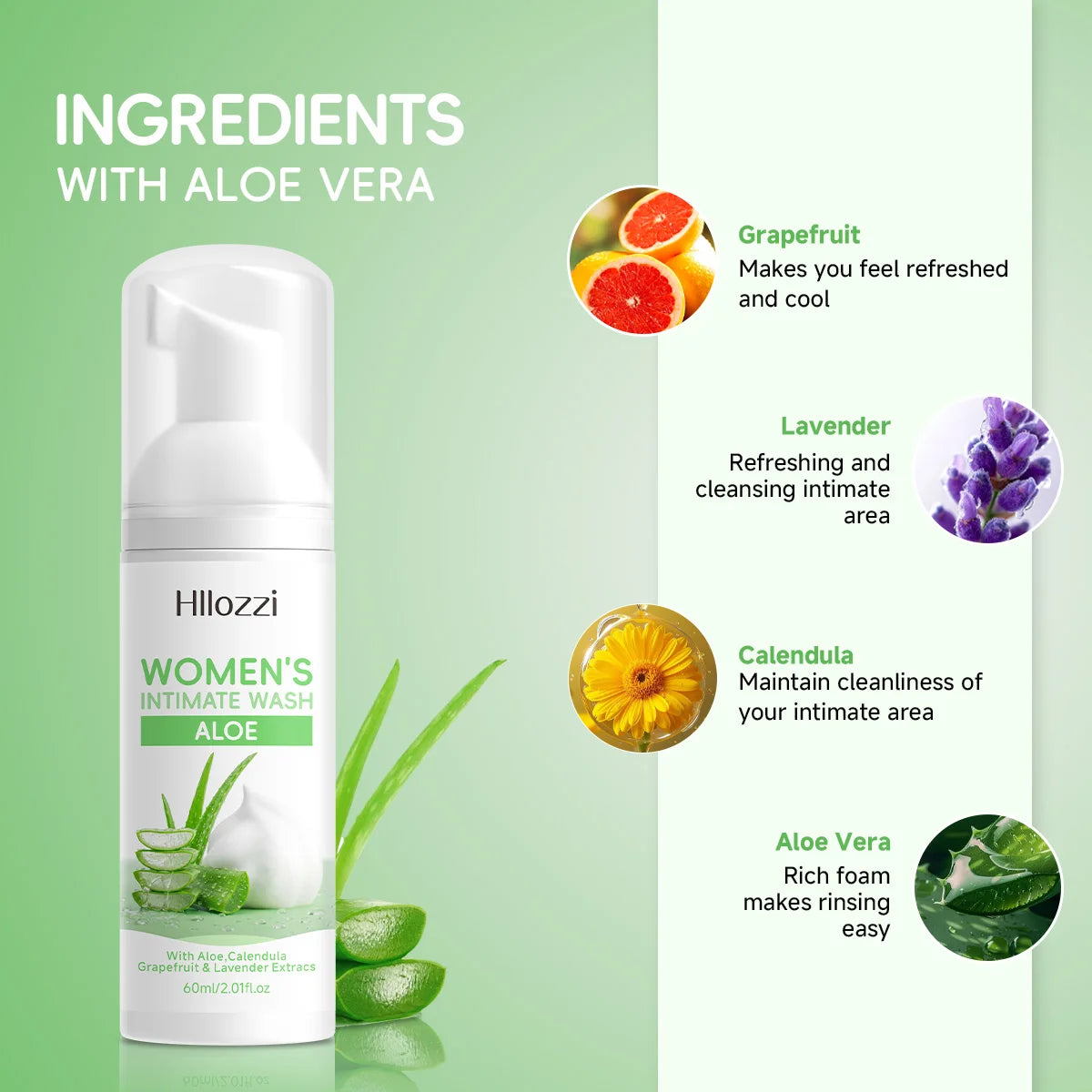 WOMEN'S INTIMATE WASH ALOE, Long-lasting freshness in womens body wash, rich lather, gentle on skin, controls odor cleanses skin