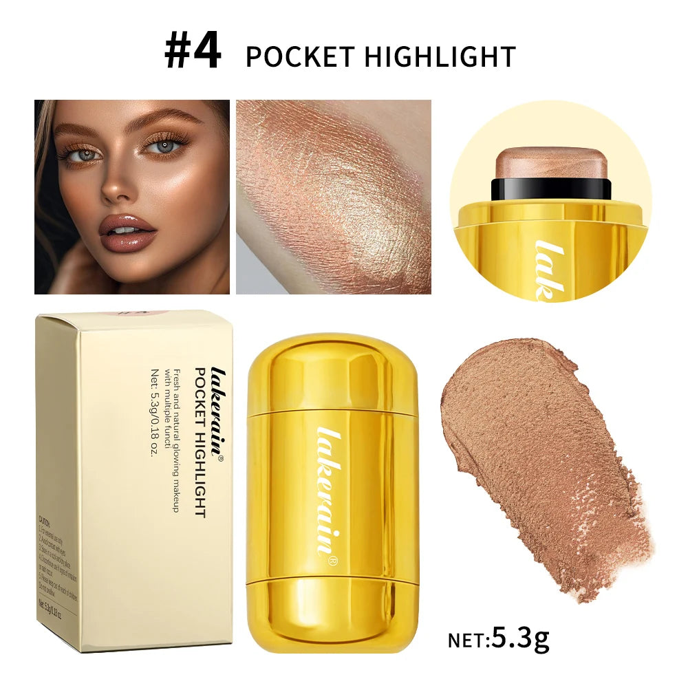 3-in-1Blush Stick Lasting Brightens Facial Cheek Stick Moisturizing Flash Lip Gloss Makeup Lip Gloss Face Rouge