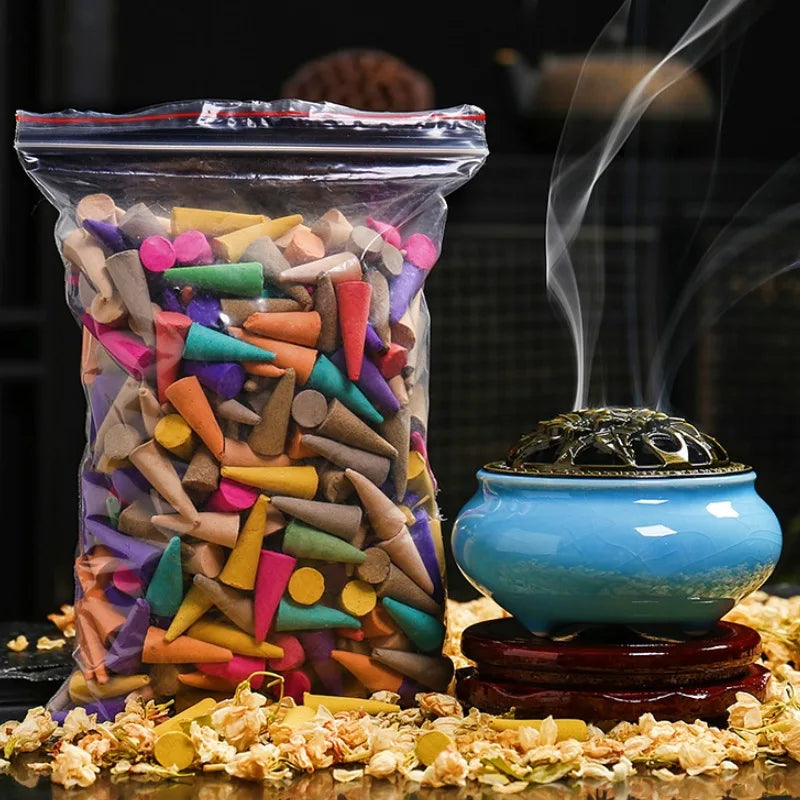 Mixed Natural Reflux Tower Incense Cone Rose Lavender Aromatherapy for Smoke Odor Remover Anxiety Relief Meditation Fragrance