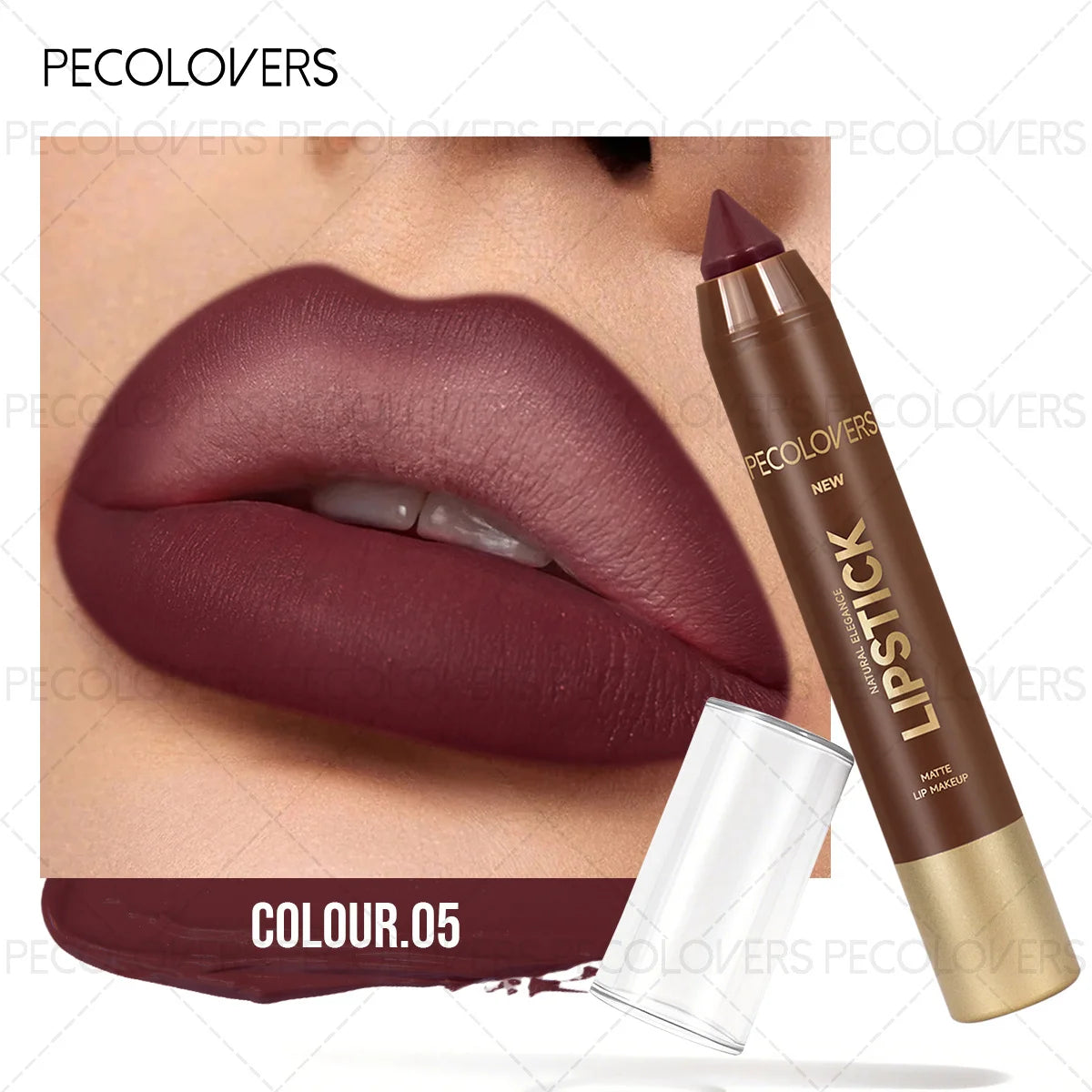 1PC Brown Matte Lip Liner Crayon, Smooth Application, Highly Pigmented, Long-lasting Wear, Lip Cosmetics
