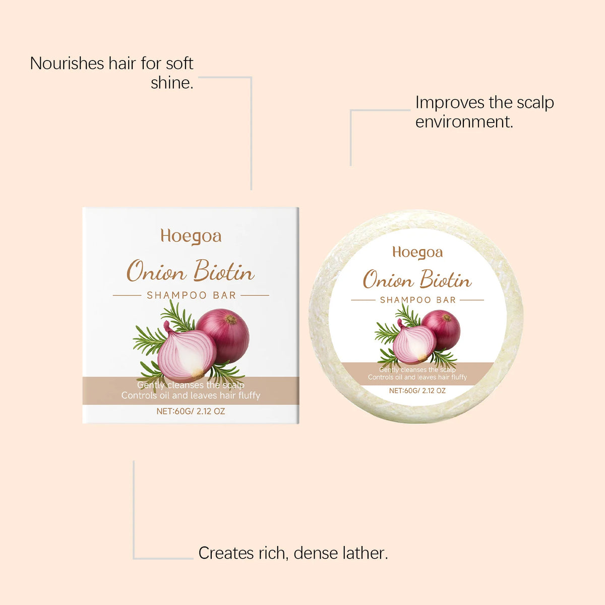 Onion Biotin Shampoo Soap Rosemary Gentle Cleansing Nourish Scalp Hair Growth Anti Loss Moisturizing Smooth For All Hair Types