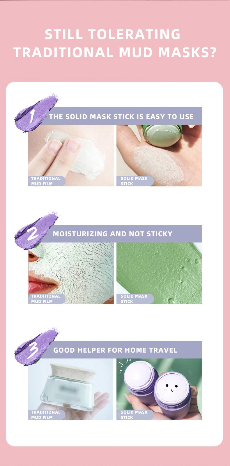 Ocheal Mask Green Tea Bamboo Charcoal Solid Facial Cleansing Stick Deep Cleansing Pores, Removes Blackheads, Controls Oil, Moisturizes and Hydrates, Smear-On Mud Mask for Men and Women.