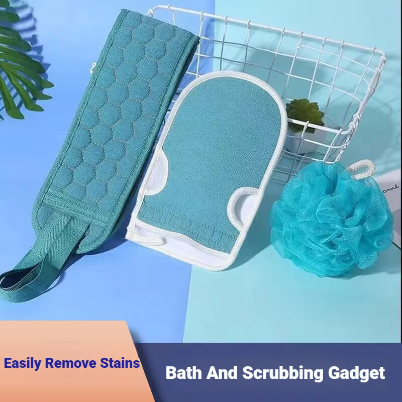 Exfoliating Body Care Set Includes Back Scrubber Bath Glove Loofah Pumice Sponge For Dead Skin Removal Shower Use