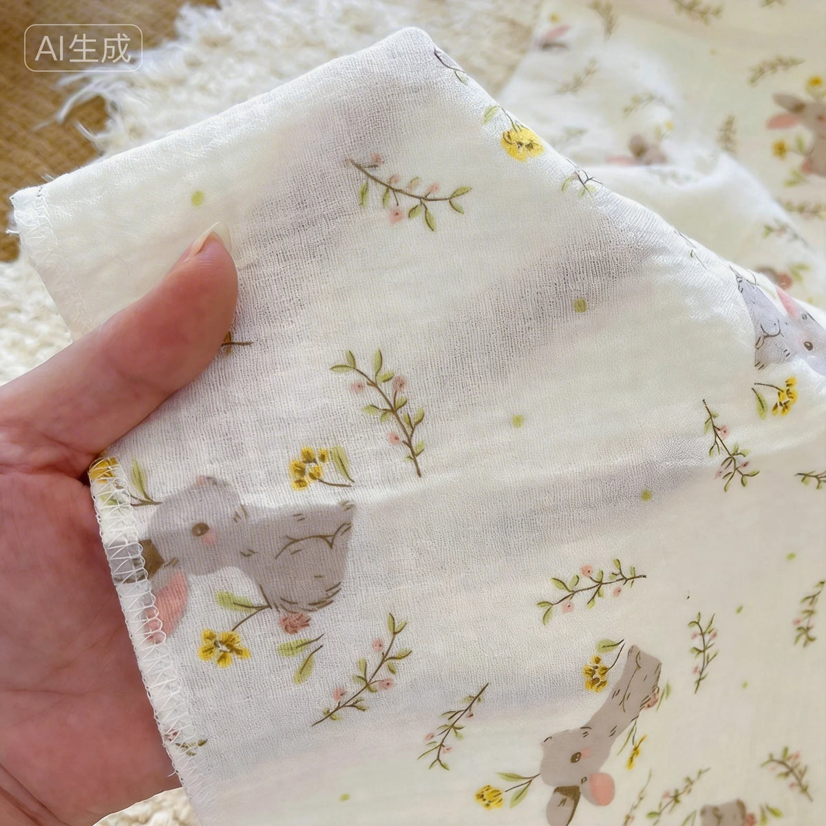 5Pcs Baby Gauze Saliva Wipes, Soft Face Wipes for Newborns, Soft and Skin-Friendly - Washable and Reusable, Cute Printed Multi-Purpose Small Square Towels!