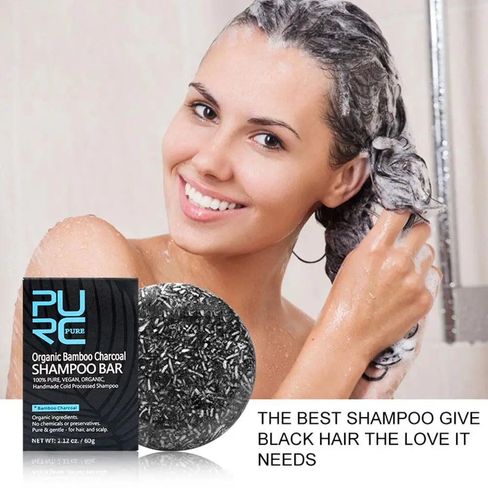 1PCS PURC Gray White Hair Shampoo Bar Bamboo Charcoal Detox Black Scalp Care Hair & Hair Bar Clean Shiny Treatment Soap W8S2