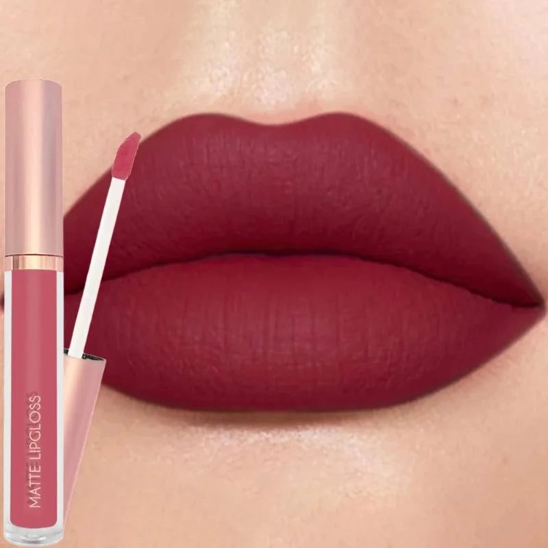 12 Colors Matte Velvet Sexy Lip Gloss Waterproof Long-Lasting Non-stick Cup Lip Glaze Nude Liquid Lipstick Lips Makeup Cosmetics